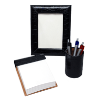 Black Alligator Medium 3-Piece Desk Set