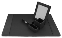black topgrain leather five-piece desk set